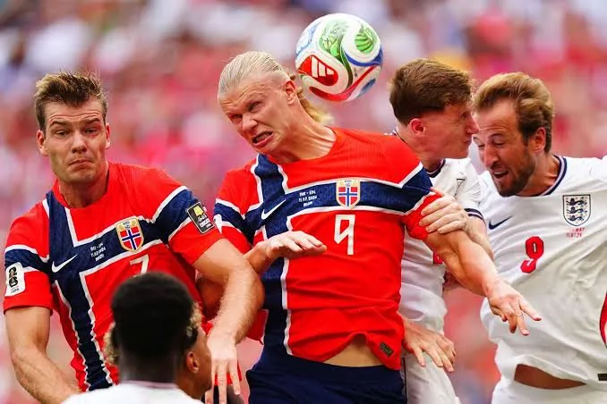Erling Haaland challenges England's defence in Norway VS England World Cup 2026